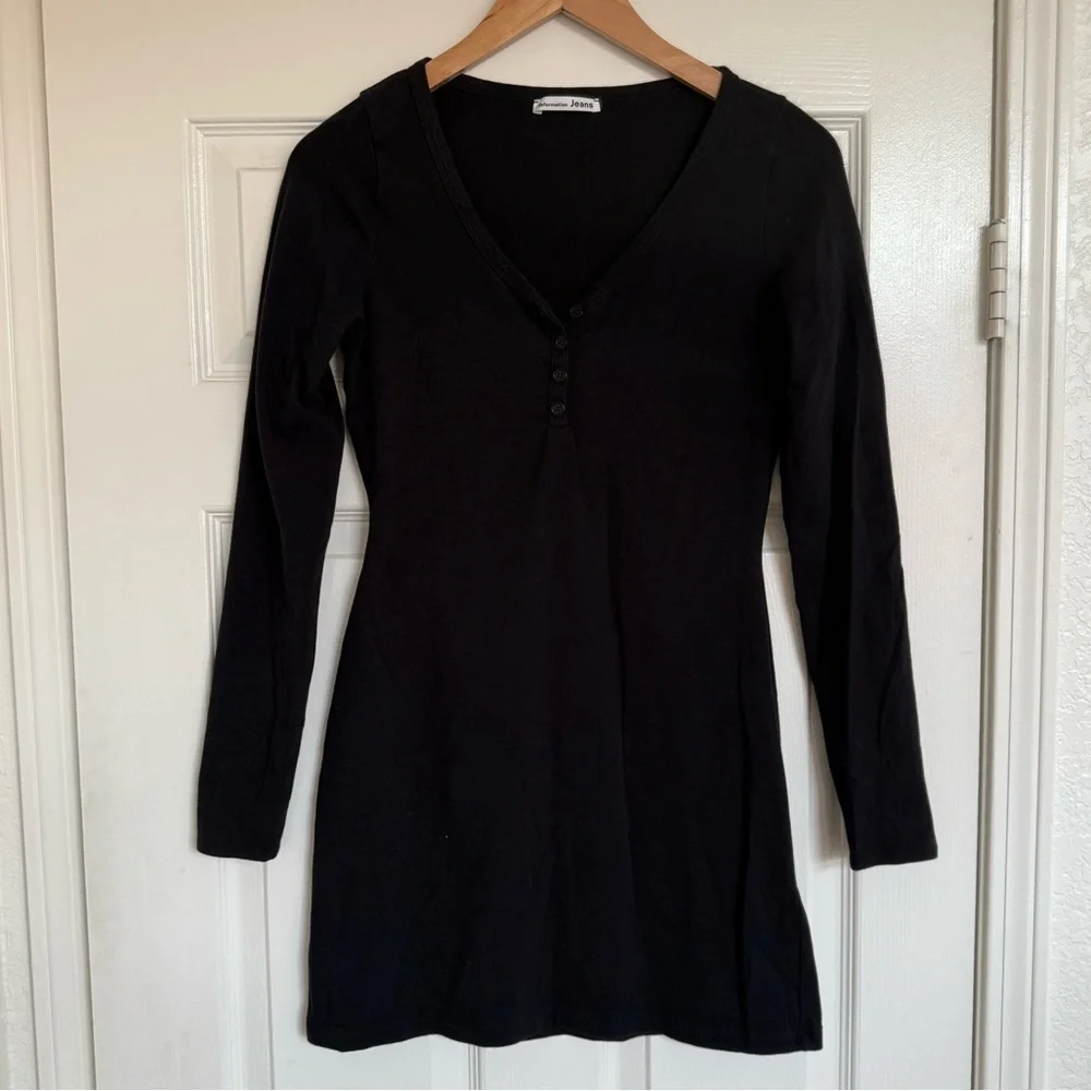 Reformation Black Long Sleeve Mini Long Sleeve Dress Small S
